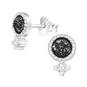 Sterling Silver Druzy Stud Earrings - Tiny Layered Ear​